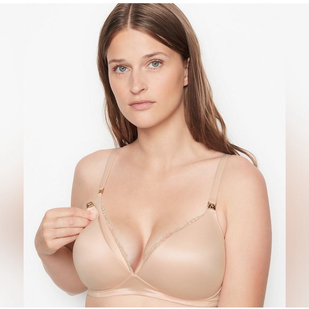 Victoria's Secret‎ No Wire Nursing Bra Lightly Padded Beige Size 34DDD